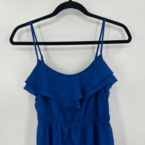 FOREVER 21 Royal Blue Super Lightweight Ruffle Neck Spaghetti Strap Dress Small - Picture 3 of 7